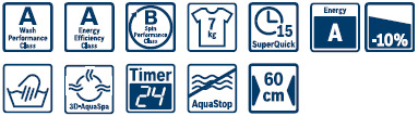 BOSCH WIS28440GB Laundry Feature Icons
