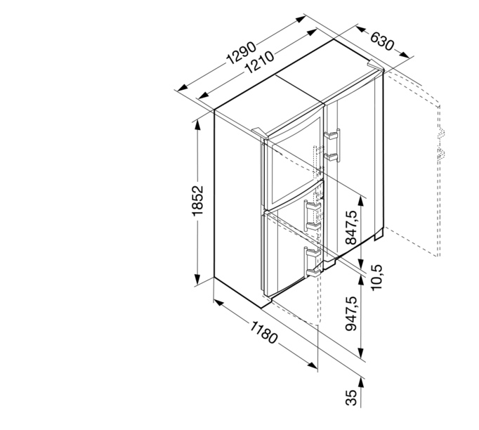 LIEBHERR Side By Side Fridge Freezer Stainless Steel IceMaker BioFresh