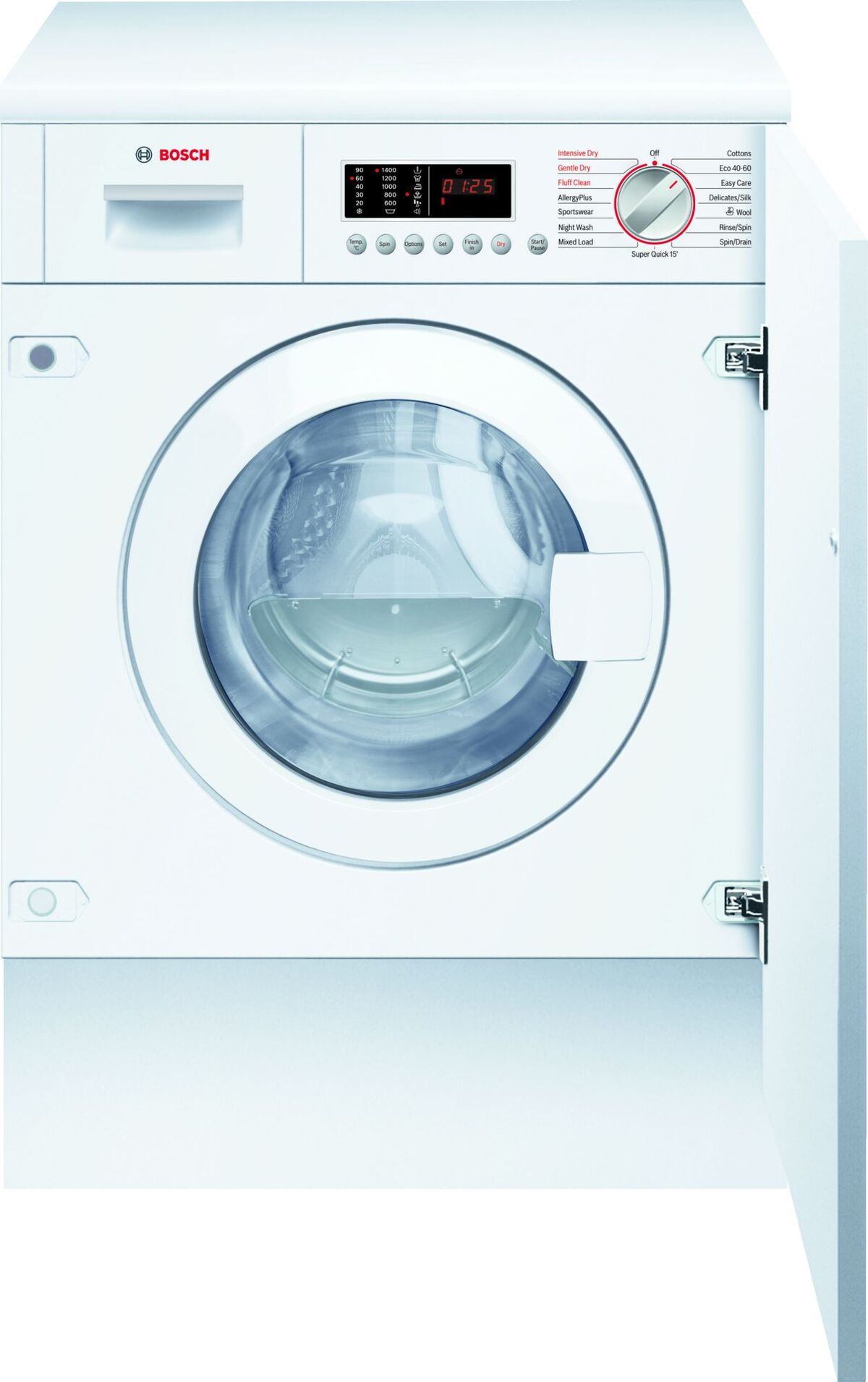 WKD28542GB BOSCH Built In Washer Dryer - 7Kg Wash - 4Kg Dry - 1400 Spin - White/Integrated