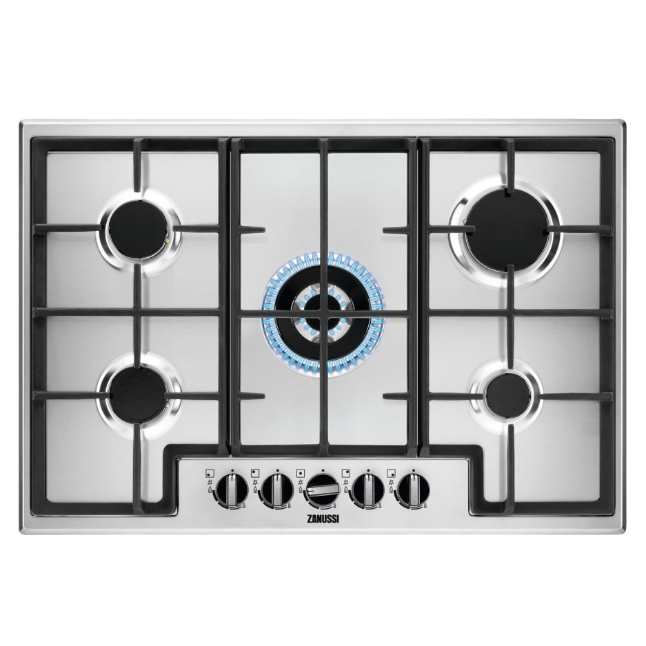 Zanussi ZGNN755X ZANUSSI 75cm wide 5 burner gas hob with Tri
