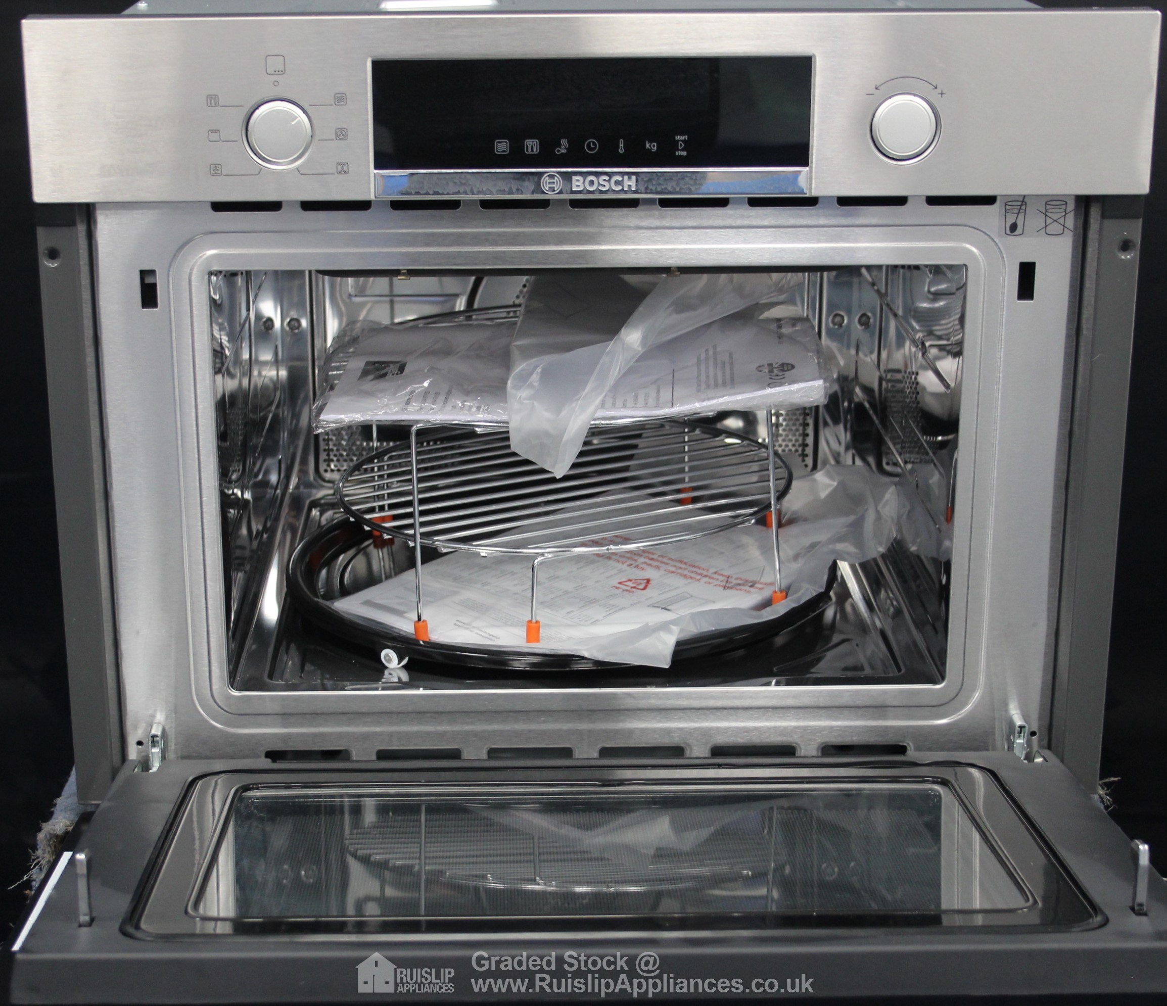 BOSCH Series 6 Compact Combination Oven White LCD display,