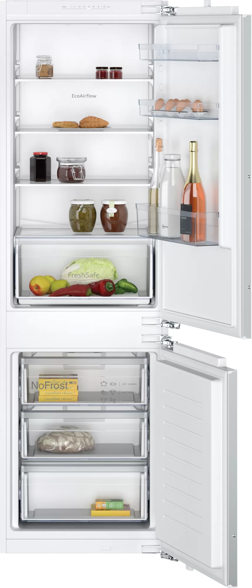 NEFF Integrated Fridge-Freezer - NoFrost Freezer - LED Light - Digital Temp  Control - 4 Glass Shelves - 6040 Split, - Fixed