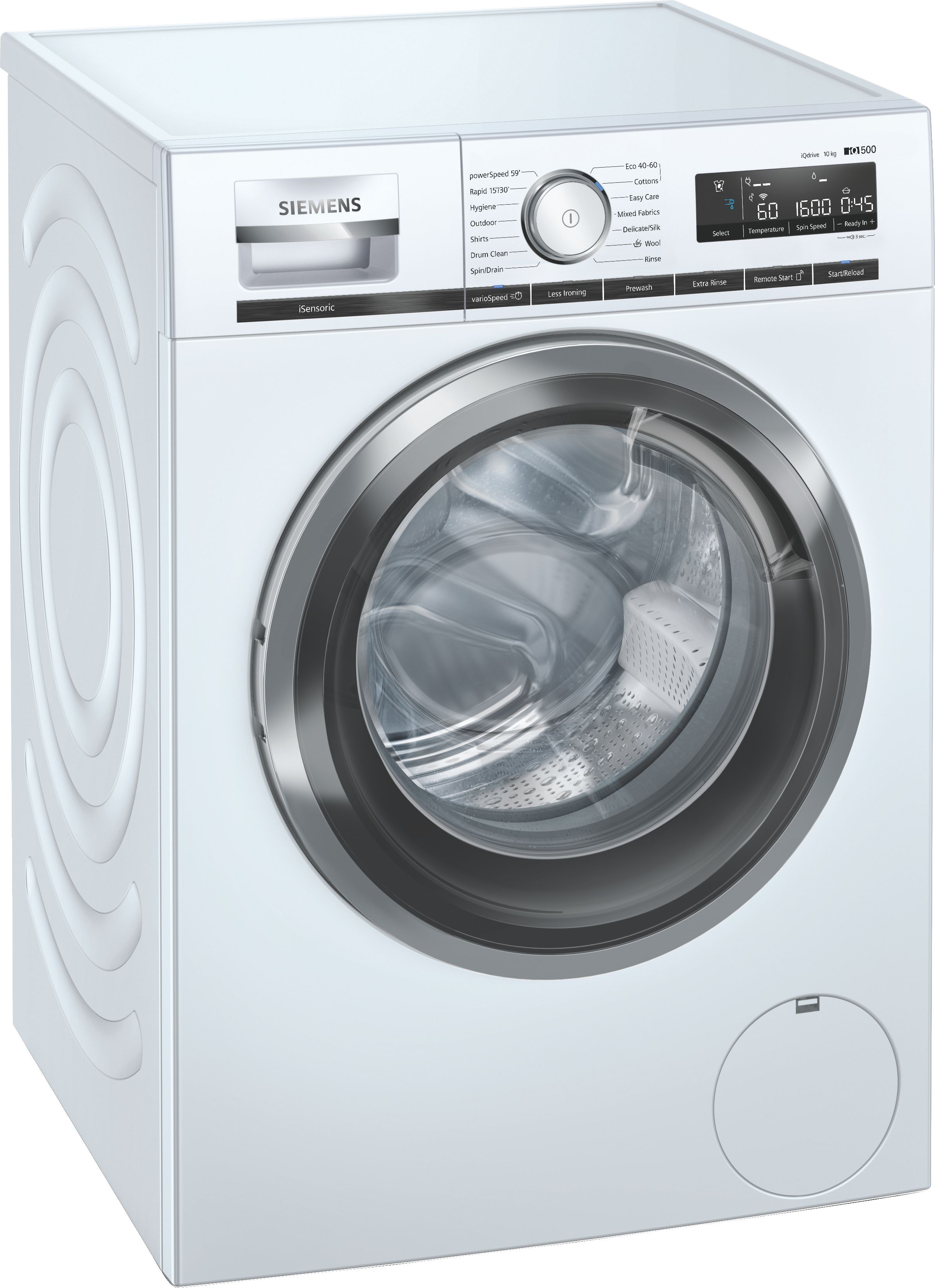 WM16XM81GB SIEMENS Freestanding Washing Machine - 10Kg/1600Spin - PowerSpeed 59 - HomeConnect - IQDrive - VarioSpeed - LED Display - White with Chrome/Black Door  - B 
Energy